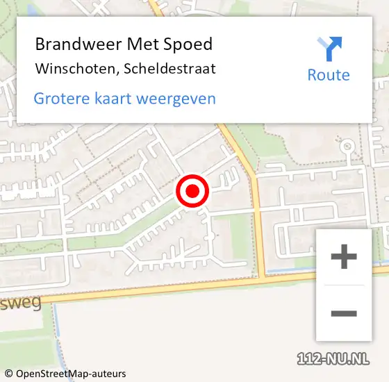 Locatie op kaart van de 112 melding: Brandweer Met Spoed Naar Winschoten, Scheldestraat op 24 juni 2017 22:39