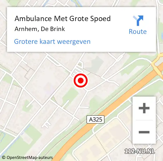 Locatie op kaart van de 112 melding: Ambulance Met Grote Spoed Naar Arnhem, De Brink op 24 juni 2017 23:06