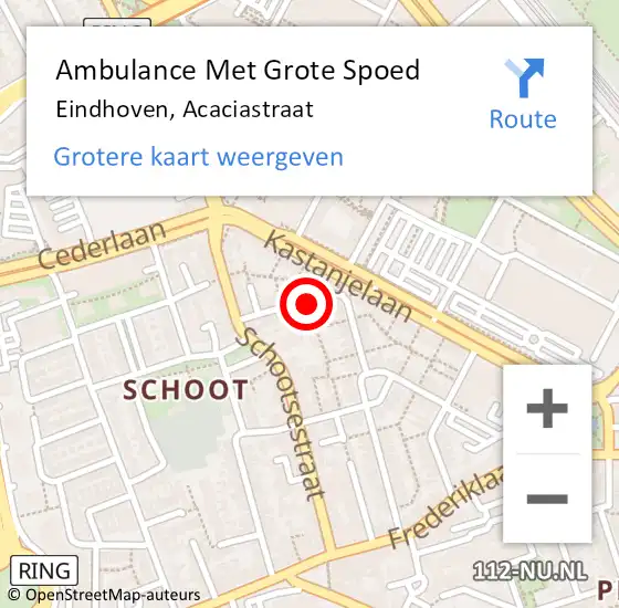 Locatie op kaart van de 112 melding: Ambulance Met Grote Spoed Naar Eindhoven, Acaciastraat op 24 juni 2017 23:43