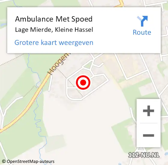 Locatie op kaart van de 112 melding: Ambulance Met Spoed Naar Lage Mierde, Kleine Hassel op 25 juni 2017 00:33