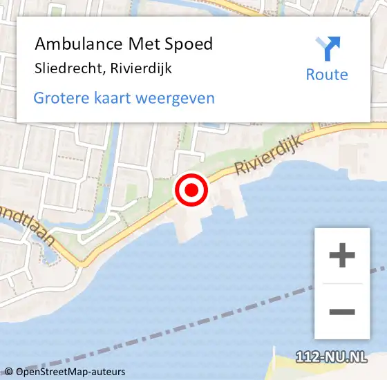 Locatie op kaart van de 112 melding: Ambulance Met Spoed Naar Sliedrecht, Rivierdijk op 25 juni 2017 02:43