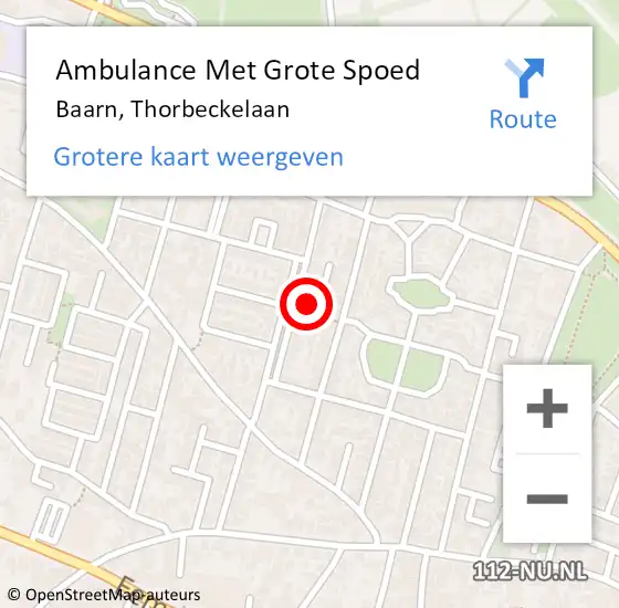 Locatie op kaart van de 112 melding: Ambulance Met Grote Spoed Naar Baarn, Thorbeckelaan op 25 juni 2017 06:51