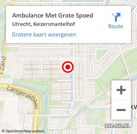 Locatie op kaart van de 112 melding: Ambulance Met Grote Spoed Naar Utrecht, Keizersmantelhof op 25 juni 2017 10:36