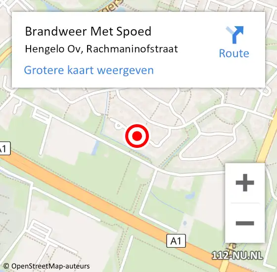 Locatie op kaart van de 112 melding: Brandweer Met Spoed Naar Hengelo Ov, Rachmaninofstraat op 25 juni 2017 15:44