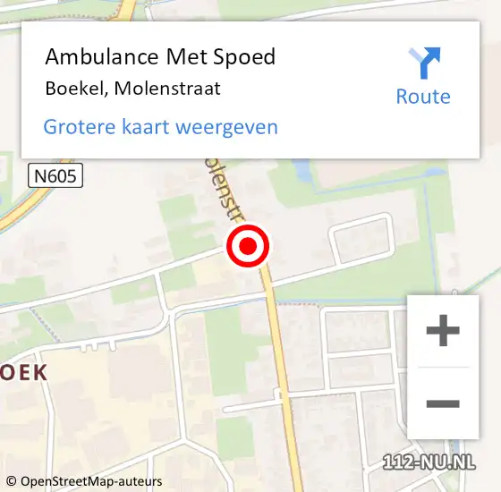 Locatie op kaart van de 112 melding: Ambulance Met Spoed Naar Boekel, Molenstraat op 25 juni 2017 16:51