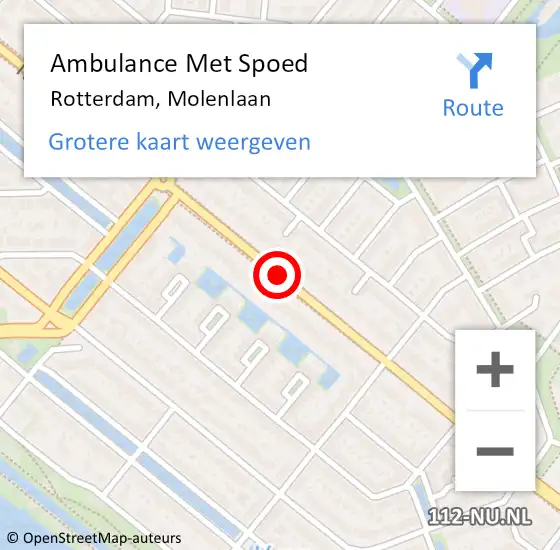 Locatie op kaart van de 112 melding: Ambulance Met Spoed Naar Rotterdam, Molenlaan op 25 juni 2017 17:33