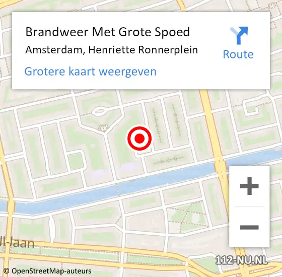 Locatie op kaart van de 112 melding: Brandweer Met Grote Spoed Naar Amsterdam, Henriette Ronnerplein op 25 juni 2017 18:32