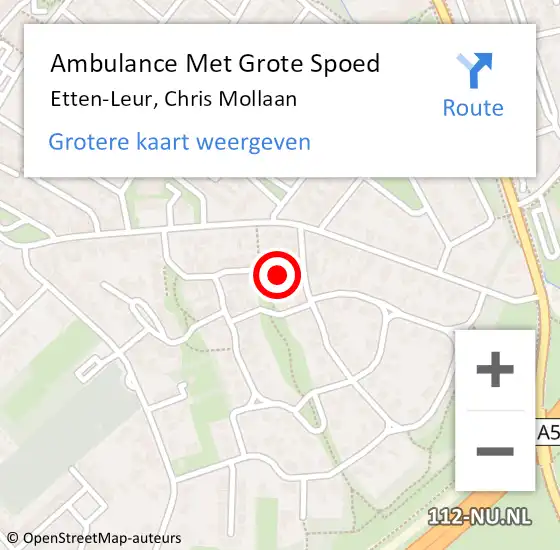 Locatie op kaart van de 112 melding: Ambulance Met Grote Spoed Naar Etten-Leur, Chris Mollaan op 25 juni 2017 22:44