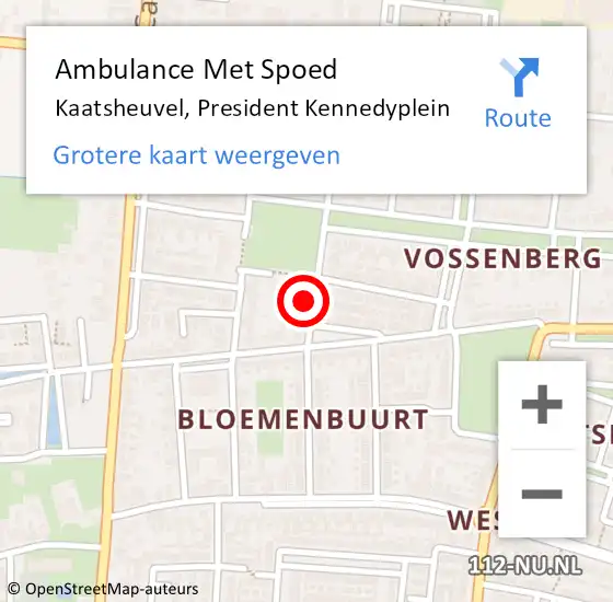 Locatie op kaart van de 112 melding: Ambulance Met Spoed Naar Kaatsheuvel, President Kennedyplein op 25 juni 2017 23:29
