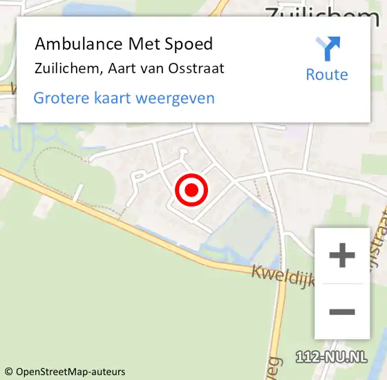 Locatie op kaart van de 112 melding: Ambulance Met Spoed Naar Zuilichem, Aart van Osstraat op 26 juni 2017 05:10