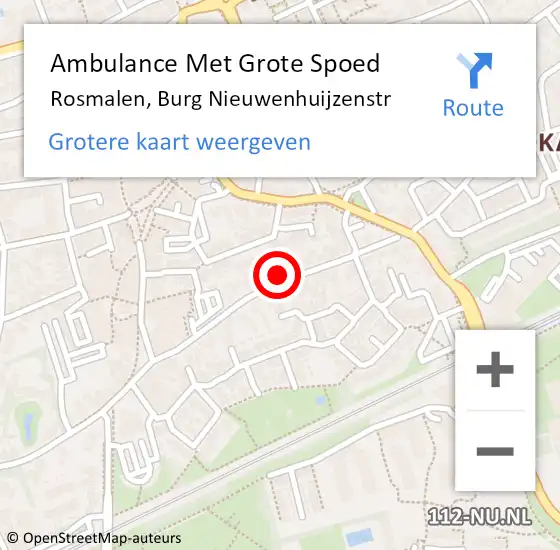 Locatie op kaart van de 112 melding: Ambulance Met Grote Spoed Naar Rosmalen, Burg Nieuwenhuijzenstr op 26 juni 2017 15:43