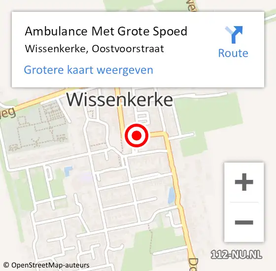 Locatie op kaart van de 112 melding: Ambulance Met Grote Spoed Naar Wissenkerke, Oostvoorstraat op 26 juni 2017 16:52