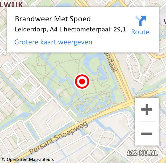 Locatie op kaart van de 112 melding: Brandweer Met Spoed Naar Leiderdorp, A4 L hectometerpaal: 29,1 op 26 juni 2017 18:44
