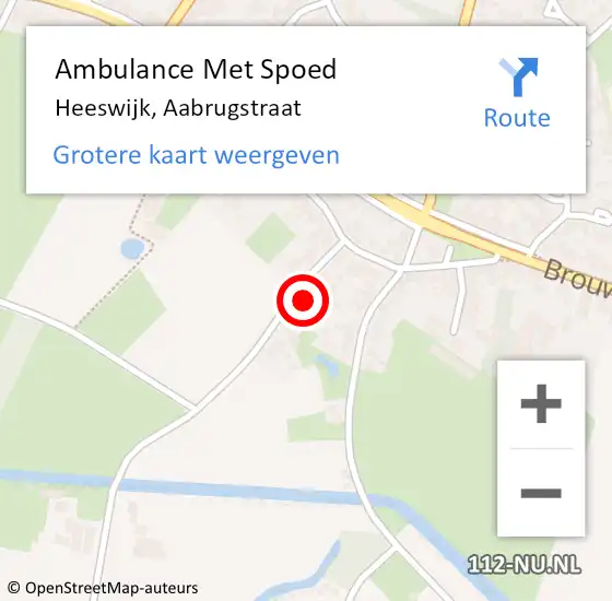 Locatie op kaart van de 112 melding: Ambulance Met Spoed Naar Heeswijk, Aabrugstraat op 27 juni 2017 02:02