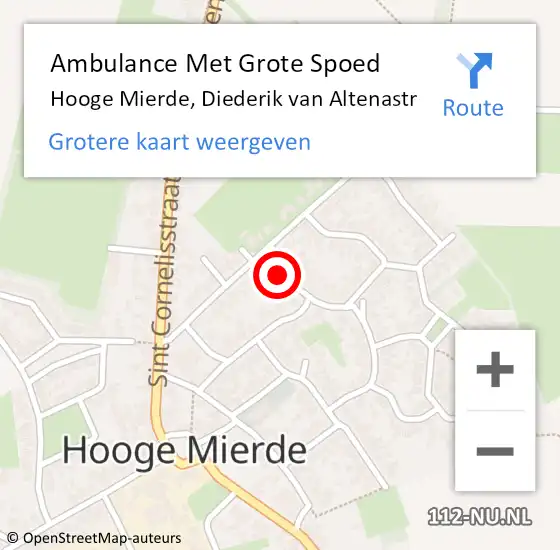 Locatie op kaart van de 112 melding: Ambulance Met Grote Spoed Naar Hooge Mierde, Diederik van Altenastr op 27 juni 2017 06:15