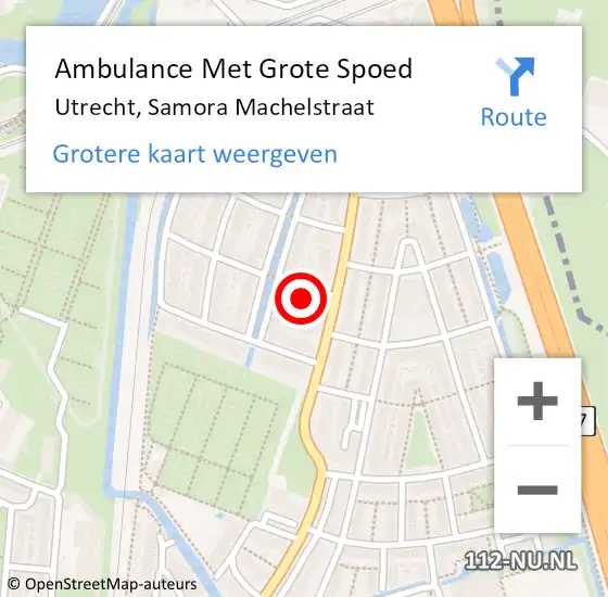 Locatie op kaart van de 112 melding: Ambulance Met Grote Spoed Naar Utrecht, Samora Machelstraat op 27 juni 2017 06:21