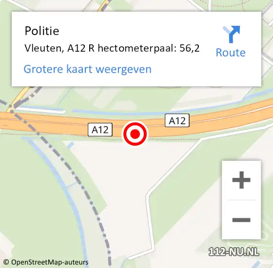 Locatie op kaart van de 112 melding: Politie Utrecht, A12 R hectometerpaal: 60,2 op 27 juni 2017 09:17