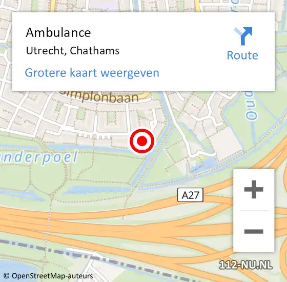 Locatie op kaart van de 112 melding: Ambulance Utrecht, Chathams op 27 juni 2017 10:15