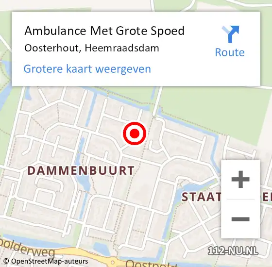 Locatie op kaart van de 112 melding: Ambulance Met Grote Spoed Naar Oosterhout, Heemraadsdam op 27 juni 2017 10:48