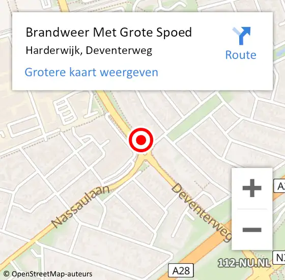 Locatie op kaart van de 112 melding: Brandweer Met Grote Spoed Naar Harderwijk, Deventerweg op 27 juni 2017 11:58