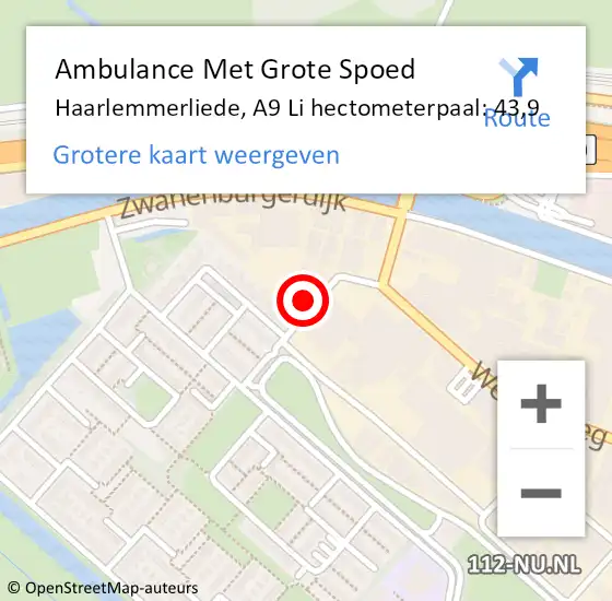 Locatie op kaart van de 112 melding: Ambulance Met Grote Spoed Naar Amsterdam, A8 Li hectometerpaal: 1,9 op 27 juni 2017 13:12