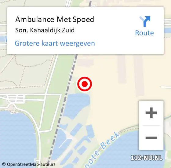 Locatie op kaart van de 112 melding: Ambulance Met Spoed Naar Son, Kanaaldijk Zuid op 27 juni 2017 14:09