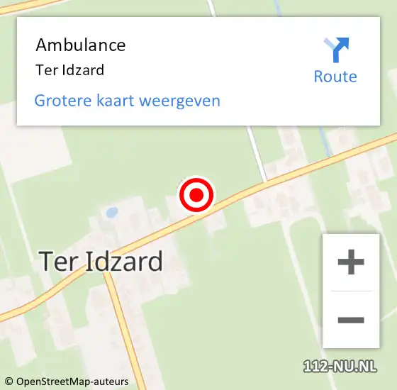 Locatie op kaart van de 112 melding: Ambulance Ter Idzard op 27 juni 2017 15:05