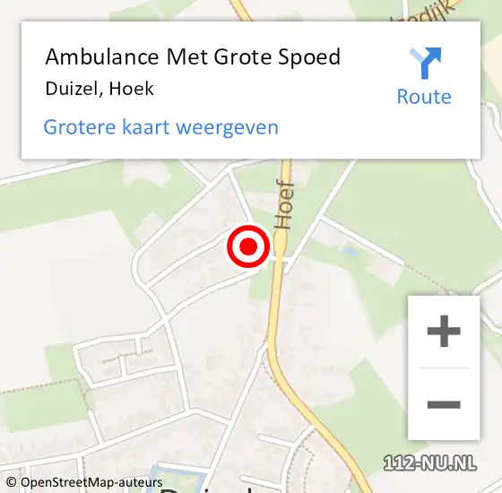 Locatie op kaart van de 112 melding: Ambulance Met Grote Spoed Naar Duizel, Hoek op 27 juni 2017 23:33