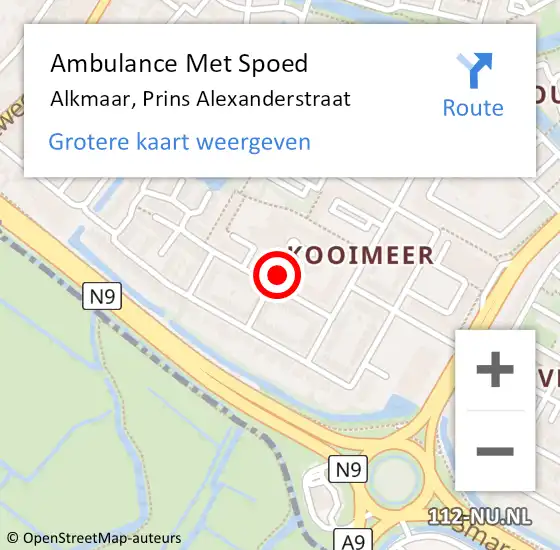 Locatie op kaart van de 112 melding: Ambulance Met Spoed Naar Alkmaar, Prins Alexanderstraat op 28 juni 2017 08:27