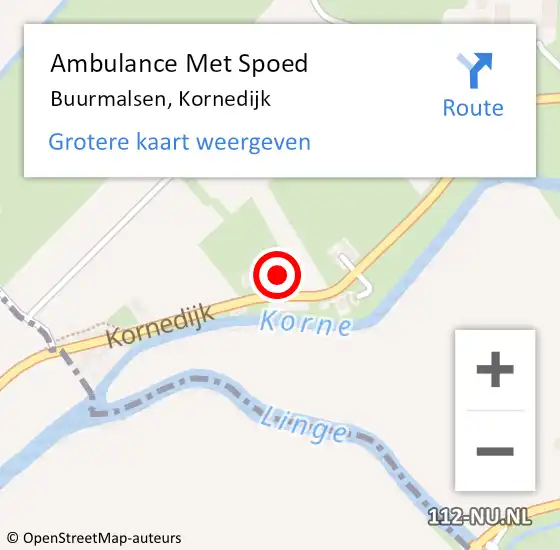 Locatie op kaart van de 112 melding: Ambulance Met Spoed Naar Buurmalsen, Kornedijk op 28 juni 2017 09:24