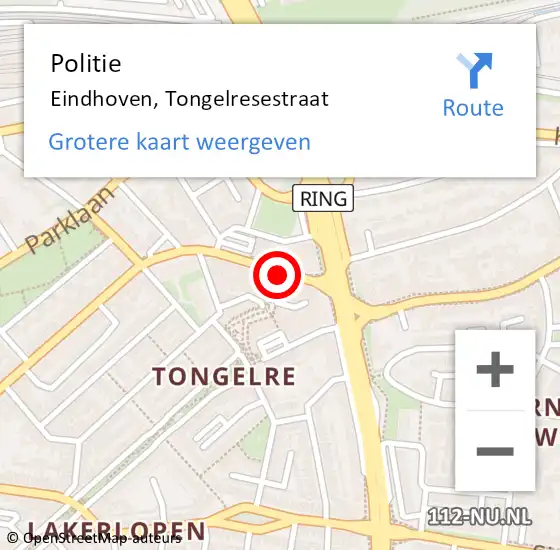 Locatie op kaart van de 112 melding: Politie Eindhoven, Tongelresestraat op 28 juni 2017 11:18