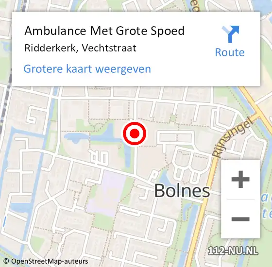 Locatie op kaart van de 112 melding: Ambulance Met Grote Spoed Naar Ridderkerk, Vechtstraat op 28 juni 2017 12:18
