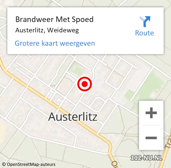Locatie op kaart van de 112 melding: Brandweer Met Spoed Naar Austerlitz, Weideweg op 28 juni 2017 13:10