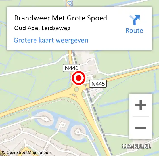 Locatie op kaart van de 112 melding: Brandweer Met Grote Spoed Naar Oud Ade, Leidseweg op 28 juni 2017 13:58