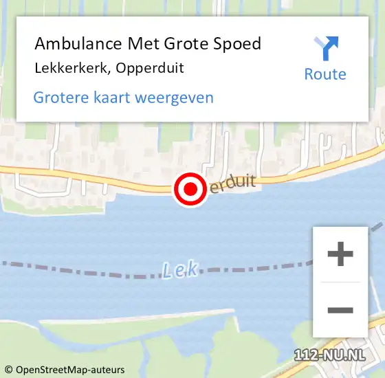 Locatie op kaart van de 112 melding: Ambulance Met Grote Spoed Naar Lekkerkerk, Opperduit op 28 juni 2017 14:48