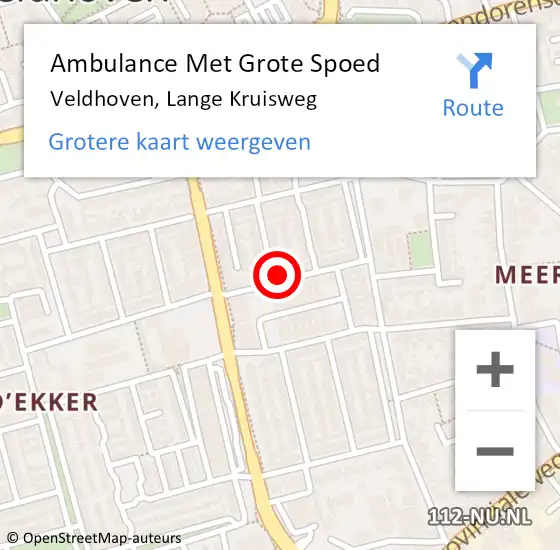 Locatie op kaart van de 112 melding: Ambulance Met Grote Spoed Naar Veldhoven, Lange Kruisweg op 28 juni 2017 16:03
