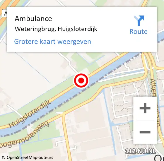 Locatie op kaart van de 112 melding: Ambulance Weteringbrug, Huigsloterdijk op 28 juni 2017 17:43