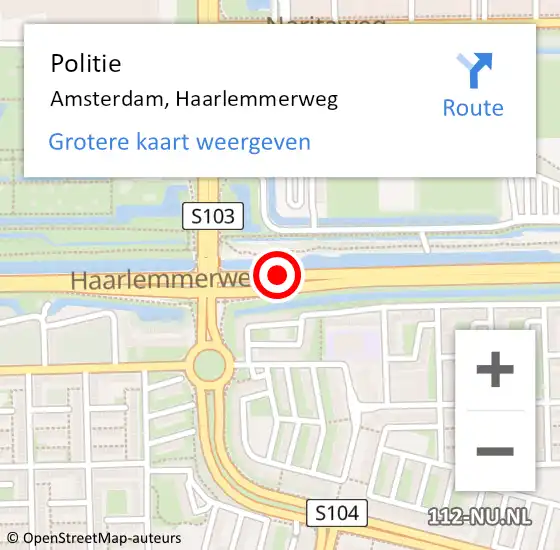 Locatie op kaart van de 112 melding: Politie Amsterdam, Haarlemmerweg op 28 juni 2017 18:26