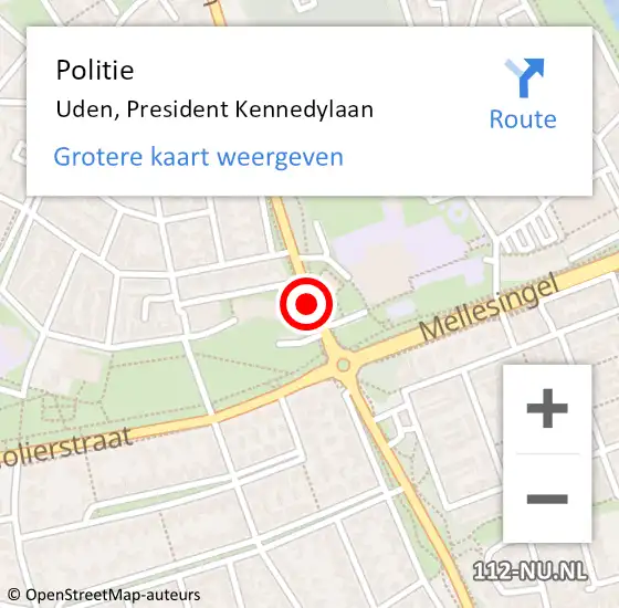 Locatie op kaart van de 112 melding: Politie Uden, President Kennedylaan op 28 juni 2017 19:26