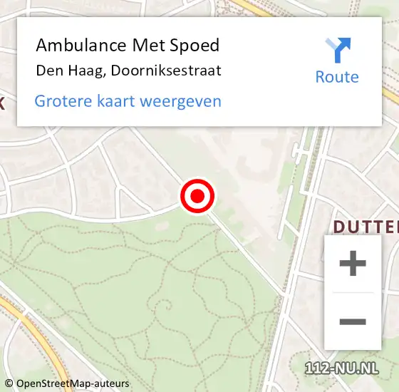 Locatie op kaart van de 112 melding: Ambulance Met Spoed Naar Den Haag, Doorniksestraat op 28 juni 2017 19:30