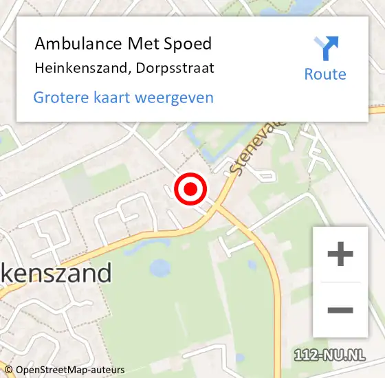 Locatie op kaart van de 112 melding: Ambulance Met Spoed Naar Heinkenszand, Dorpsstraat op 28 juni 2017 21:01
