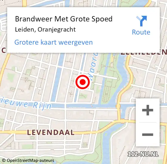 Locatie op kaart van de 112 melding: Brandweer Met Grote Spoed Naar Leiden, Oranjegracht op 28 juni 2017 21:02