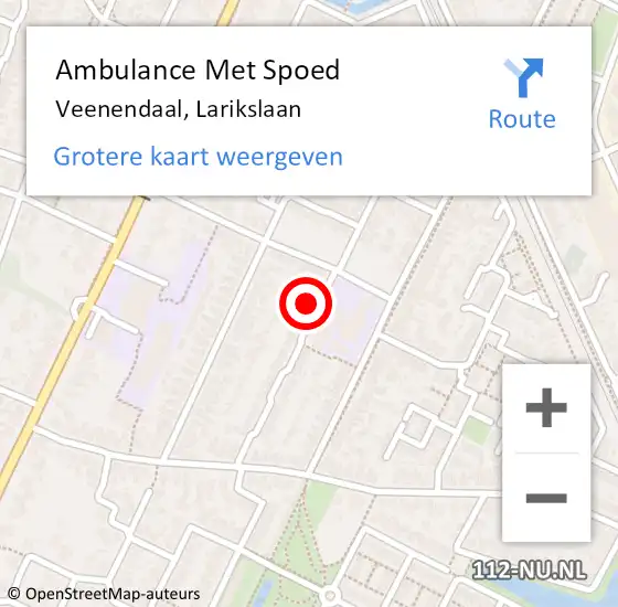 Locatie op kaart van de 112 melding: Ambulance Met Spoed Naar Veenendaal, Larikslaan op 28 juni 2017 21:03