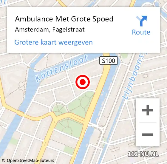 Locatie op kaart van de 112 melding: Ambulance Met Grote Spoed Naar Amsterdam, Fagelstraat op 28 juni 2017 21:04