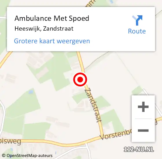 Locatie op kaart van de 112 melding: Ambulance Met Spoed Naar Heeswijk, Zandstraat op 28 juni 2017 21:34