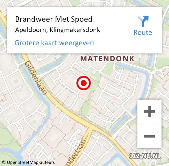 Locatie op kaart van de 112 melding: Brandweer Met Spoed Naar Apeldoorn, Klingmakersdonk op 29 juni 2017 00:58