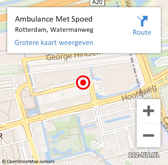 Locatie op kaart van de 112 melding: Ambulance Met Spoed Naar Rotterdam, Watermanweg op 29 juni 2017 12:41