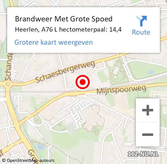 Locatie op kaart van de 112 melding: Brandweer Met Grote Spoed Naar Heerlen, A76 L hectometerpaal: 14,4 op 29 juni 2017 13:21