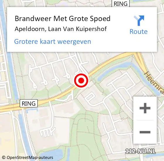 Locatie op kaart van de 112 melding: Brandweer Met Grote Spoed Naar Apeldoorn, Laan Van Kuipershof op 29 juni 2017 15:50