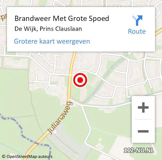 Locatie op kaart van de 112 melding: Brandweer Met Grote Spoed Naar De Wijk, Prins Clauslaan op 29 juni 2017 15:57